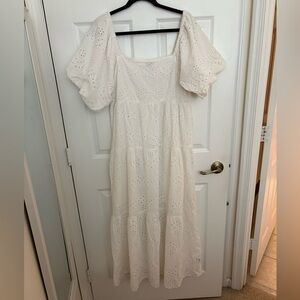 NWOT Meadow Rhodes Whitw Eyelet Short Sleeve Dress